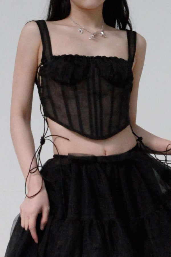 CAROLINE HU Silk Corset SS22BKT03 Black PCH4